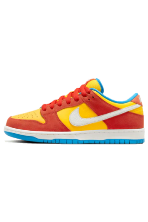 A pair of Nike SB Dunk sneakers in the Bart Simpson colourway